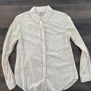 Faherty Cream Striped Casual Shirt